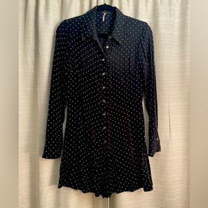Free People Polka Dot Button Down Shirt SIZE Medium